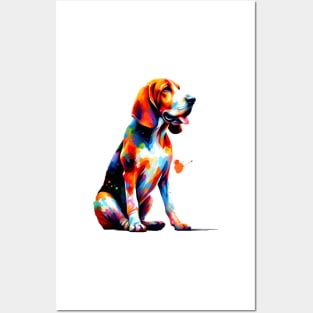 Artistic American English Coonhound in Colorful Splash Style Posters and Art